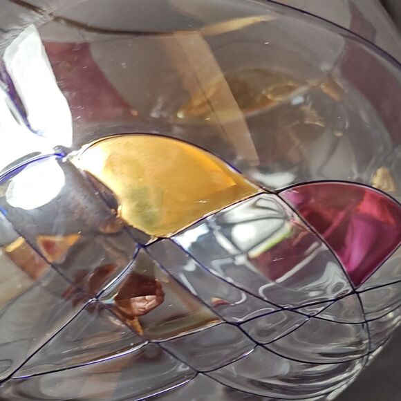 Luminescence Hand Blown Bowl Vase Romania Lead Free Glass Crystal Mosaic Art - Picture 12 of 15